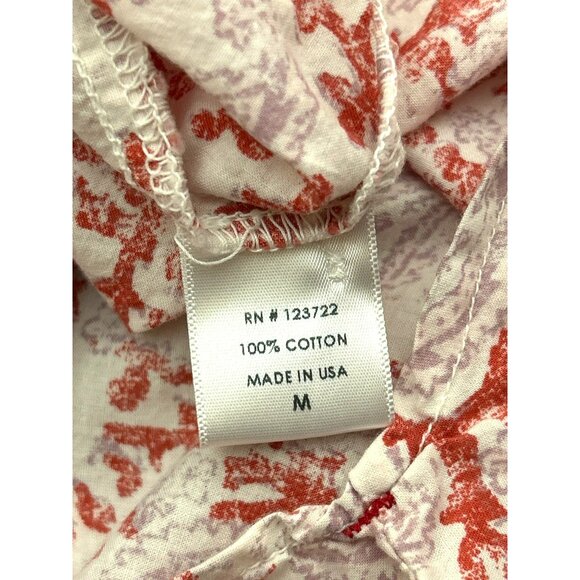 Xirena Women's Red Purple Button Up Tunic Style Paisley Printed Blouse Medium - Picture 6 of 8